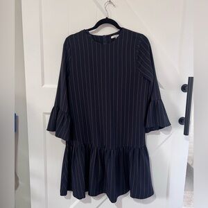 Ganni Navy Dress with Red Stripes